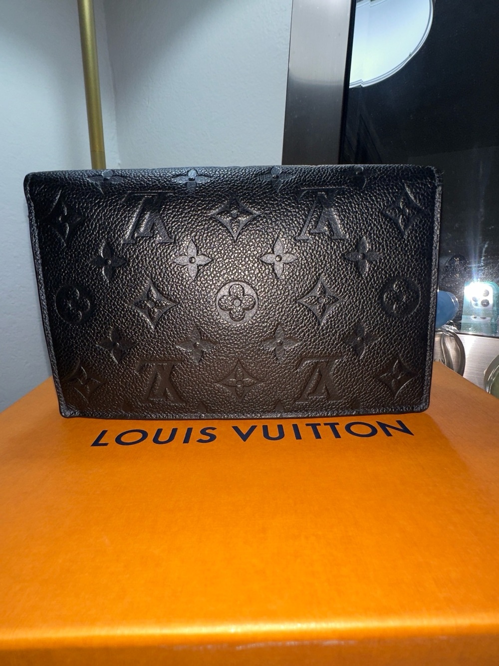 Louis Vuitton Black Leather Wallet with Gold Chain - Picture 10 of 14